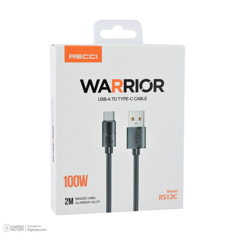 کابل تبدیل USB به USB-C رسی مدل RS12C 100W طول 2 متر