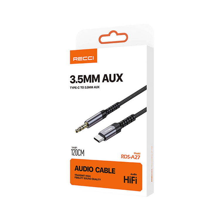 کابل تبدیل USB-C به جک 3.5 میلی متری رسی مدل RDS-A27 طول 1.20 متر