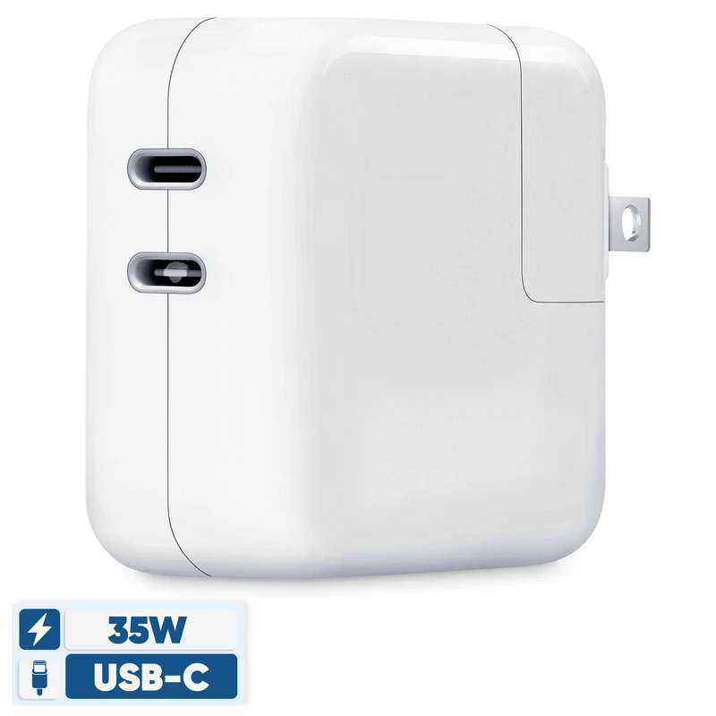 شارژر دیواری 35 وات اپل سه پین مدل Apple A2676 با دو خروجی USB-C (های کپی)