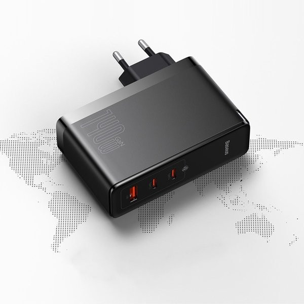 شارژر دیواری 140 وات باسئوس مدل Baseus Ga5 Pro Fast Charger 2C+U 140W EU CCGP10020