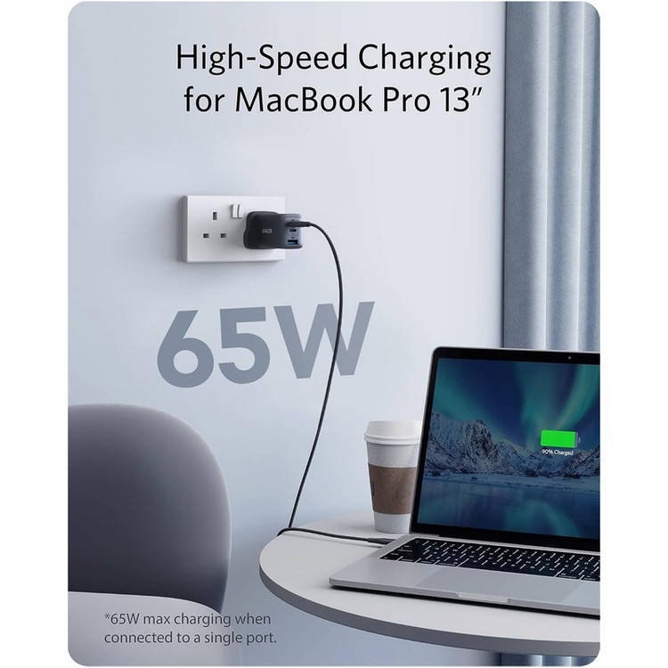شارژر دیواری 65 وات انکر مدل 2667 Anker با یک خروجی USB و دو خروجی USB-C