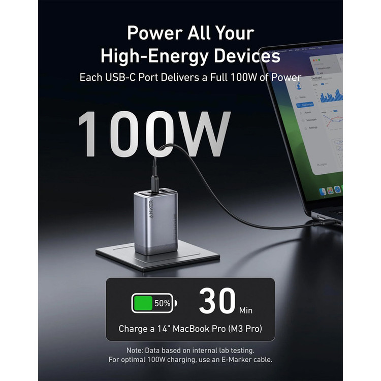 شارژر دیواری 100 وات انکر مدل 2688 Anker با یک خروجی USB و دو خروجی USB-C