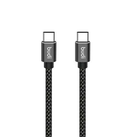 کابل شارژ کنفی USB-C به USB-C بودی مدل Budi DC206TT10B توان 65 وات طول 1 متر