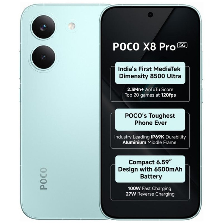 گوشی موبایل شیائومی مدل Poco X8 Pro 5G دو سیم کارت ظرفیت 256 گیگابایت و رم 8 گیگابایت - گلوبال