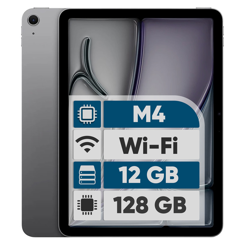 تبلت 11 اینچ اپل مدل iPad Air 2026 M4 Wi-Fi ظرفیت 128 گیگابایت و رم 12 گیگابایت، رزولوشن دوربین اصلی ۱۲ مگاپیکسل، پشتیبانی از قلم و کیبورد